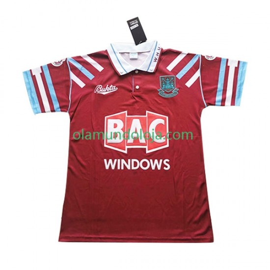 Camisola West Ham United Retro Homem Equipamento Primeiro 1991-1992 Manga Curta